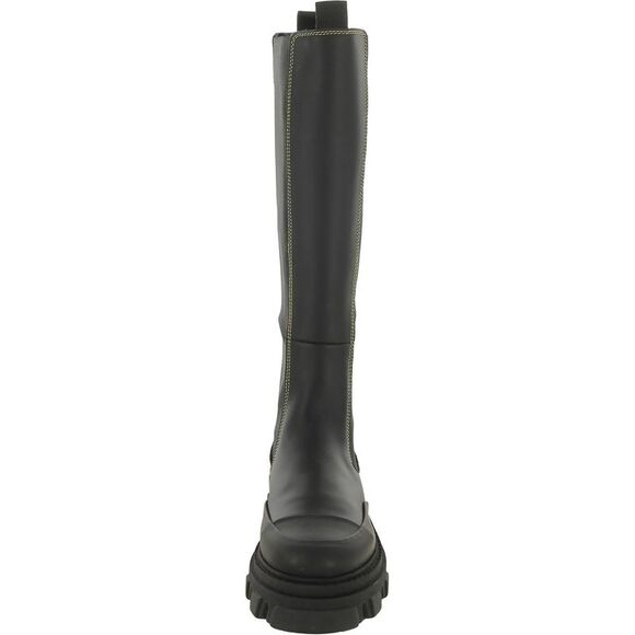 Ganni Womens Black Tall Knee-High Pull-On Chelsea Boots Shoes NWT - Picture 3 of 3